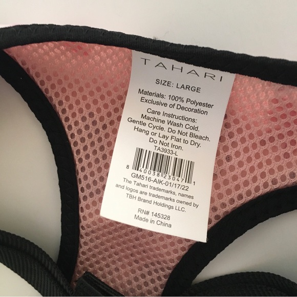 Tahari Dog New Tahari L Pet Dog Harness Floral Print Black Trim For